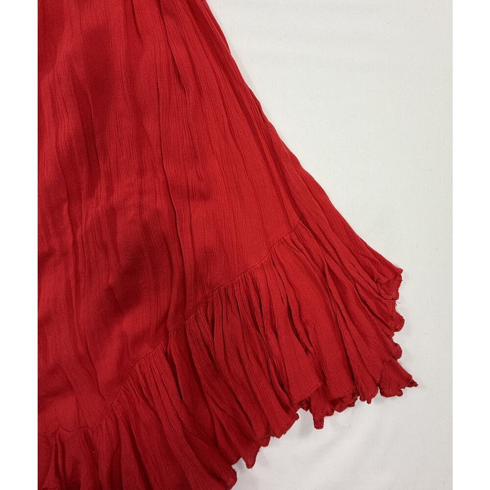 Free People NWT Adella Maxi Slip Dress Sz M Sleeveless Boho Crochet Lace Red - Picture 12 of 12